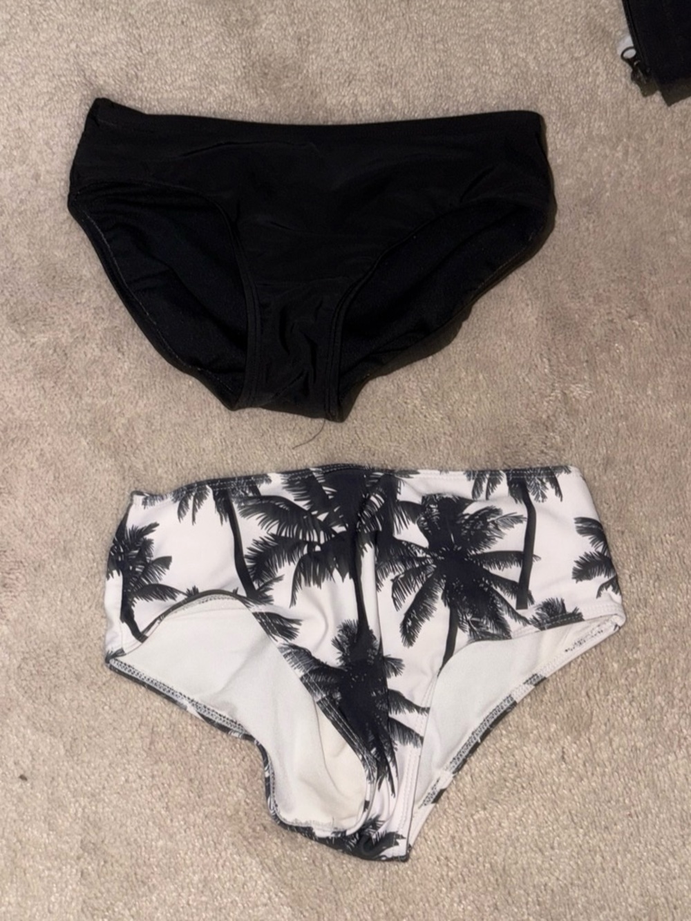 Amazon Kids Swim Bikini Bottoms - Black & White Palm Print